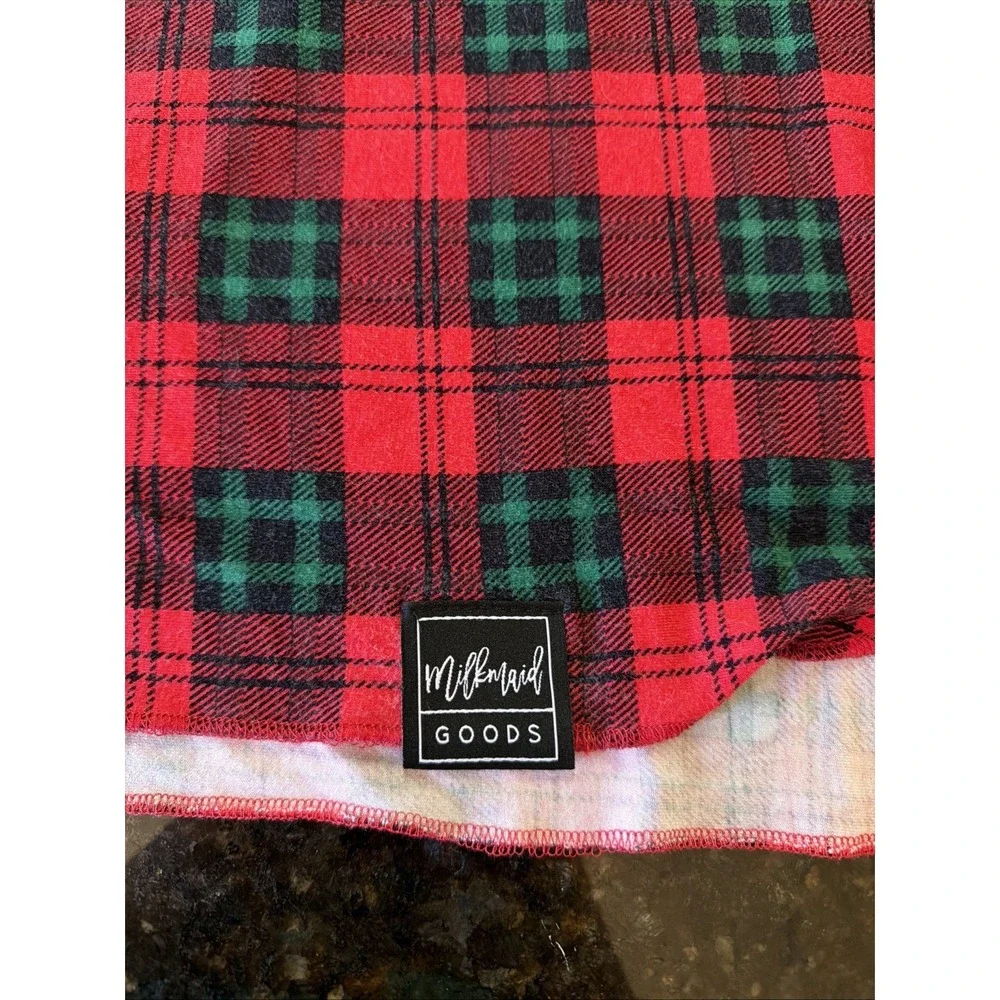 Milkmaid Goods Baby Blanket 40x40 Rayon Spandex Red Plaid Graphics Nursing Cover
